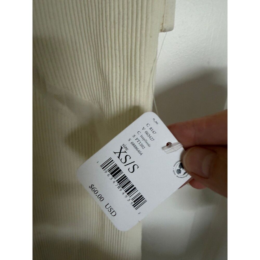 Intimately Free People Dress Womens XS/S Ivory Ribbed Mesh Bodycon Mini FT1202 - Picture 4 of 6
